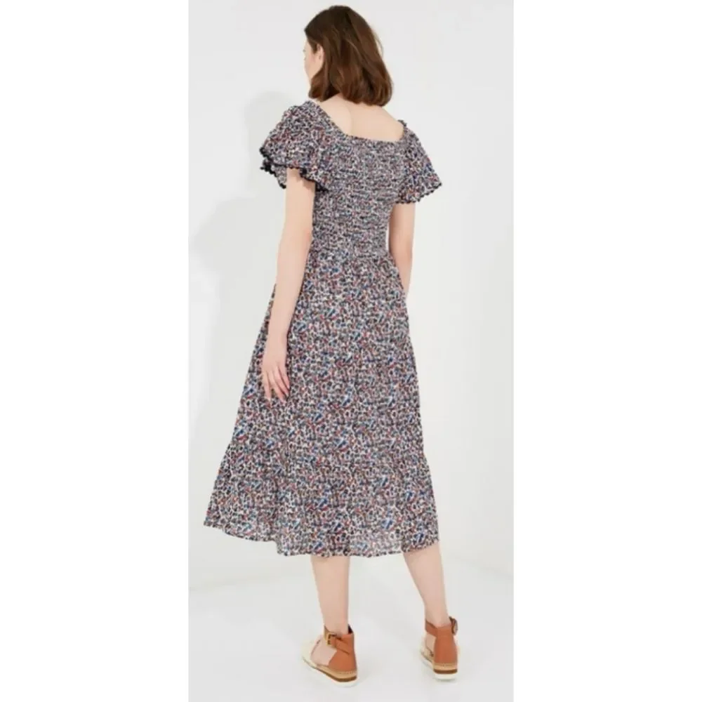 Tory Bruch Wildflower Smocked Midi Dress